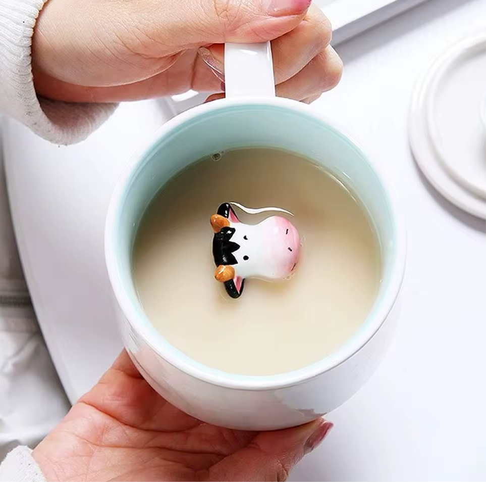 3D Porcelain Mug with Adorable Animal Figurine