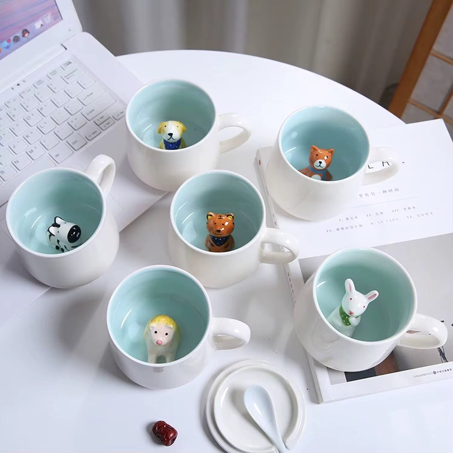 3D Porcelain Mug with Adorable Animal Figurine